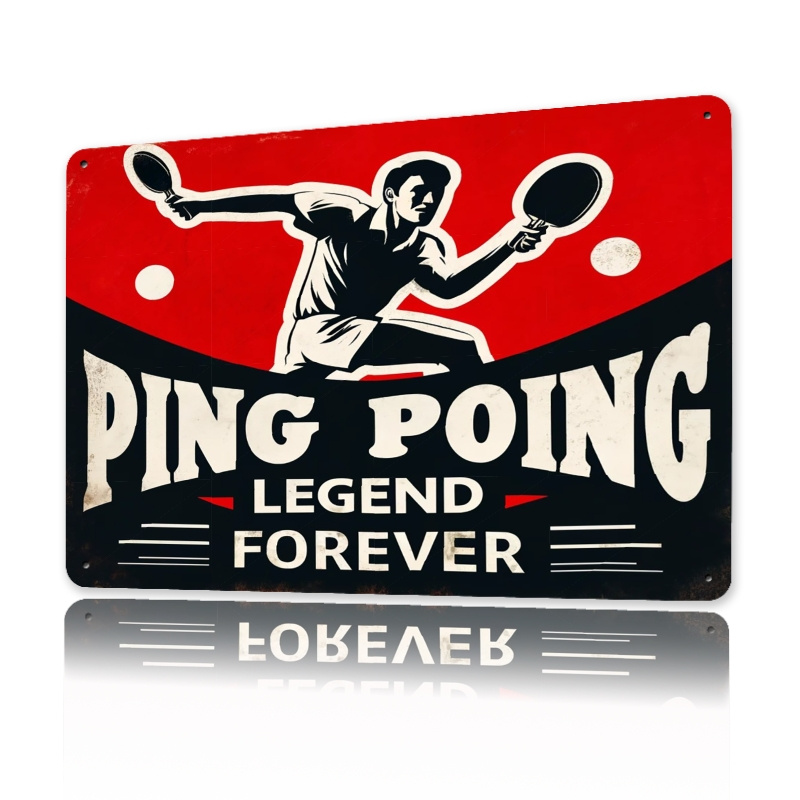 Table Tennis History - Vintage Pong Legend Metallblechschild, Retro-Wandkunst für