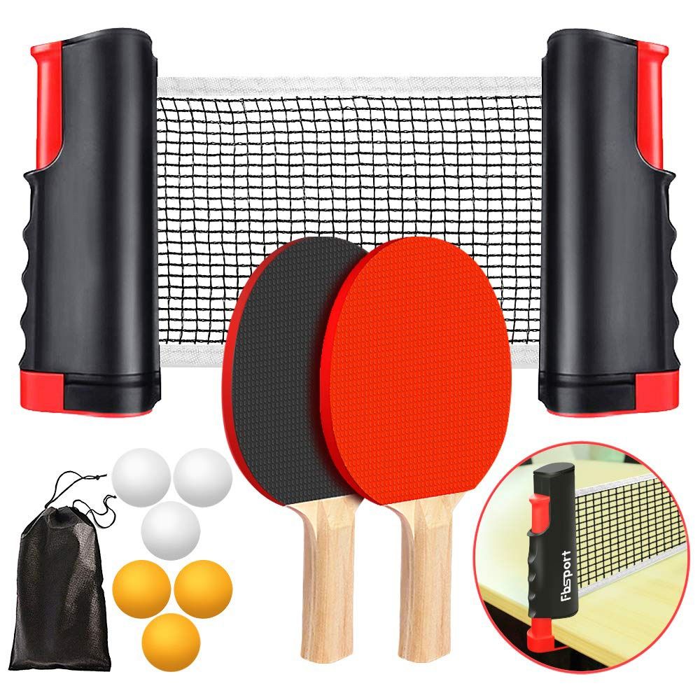 Table Tennis Barrier - Einziehbares Tischtennisnetz-Set mit Tragetasche, Komplettes Zubehör,