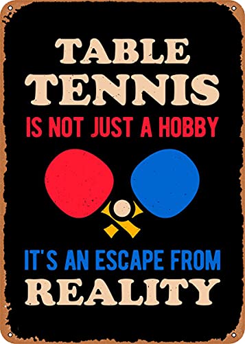 Table Tennis History - Tischtennis, lustiges Metallschild im Vintage-Look, Patent-Kunstdrucke,