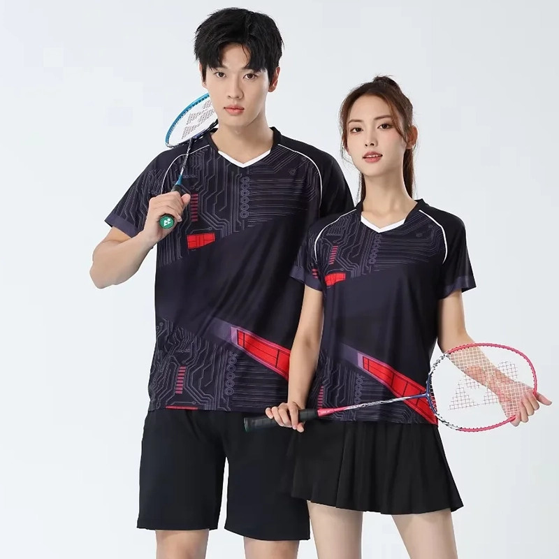 Table Tennis Training - Herren Badminton T-Shirts Schnelltrocknend Tischtennis Trikots