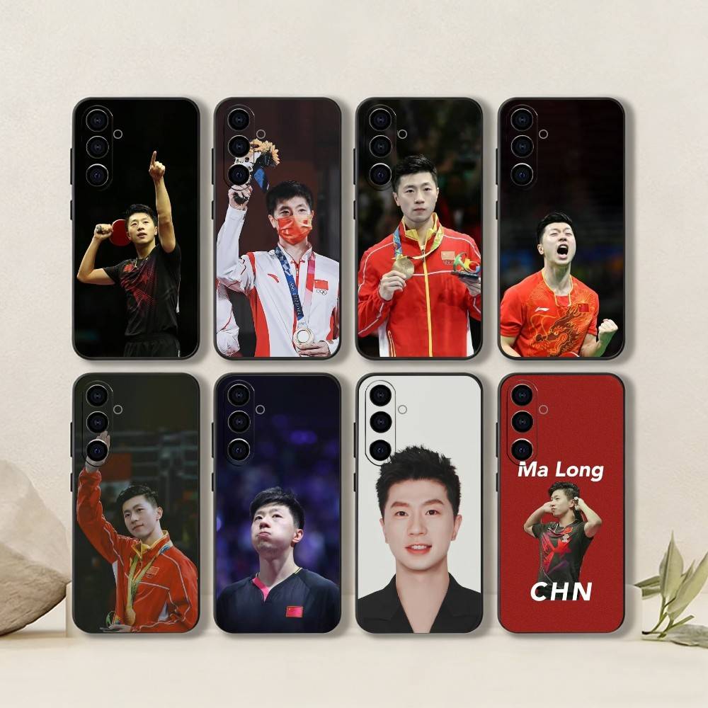 Table Tennis Quotes - M-Ma Long-Table-Tennis-Spieler-Handyhülle aus schwarzem Silikon, weich,